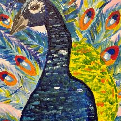 Painting of Peacock, by Vada F. (Grade 7)
