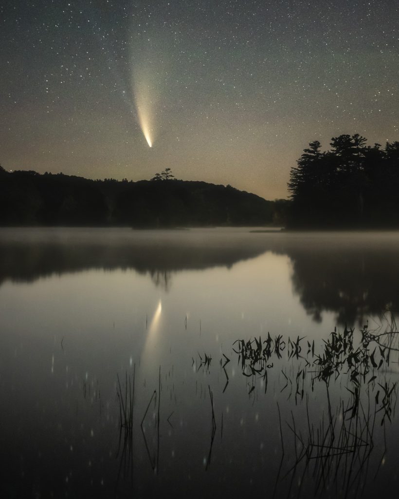 Honorable Mention Long Exposure And Night Photography Comet Neowise Reflections At Branch Pond By Michael Taylor